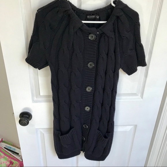 Limited ShortSleeve CableKnit Navy Sweater Dress. - Picture 3 of 5